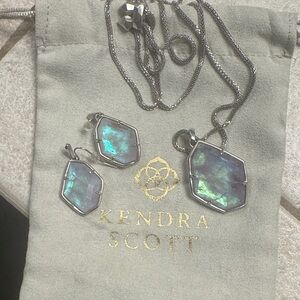 Kendra Scott Amethyst Dichroic Glass necklace and earrings matching set